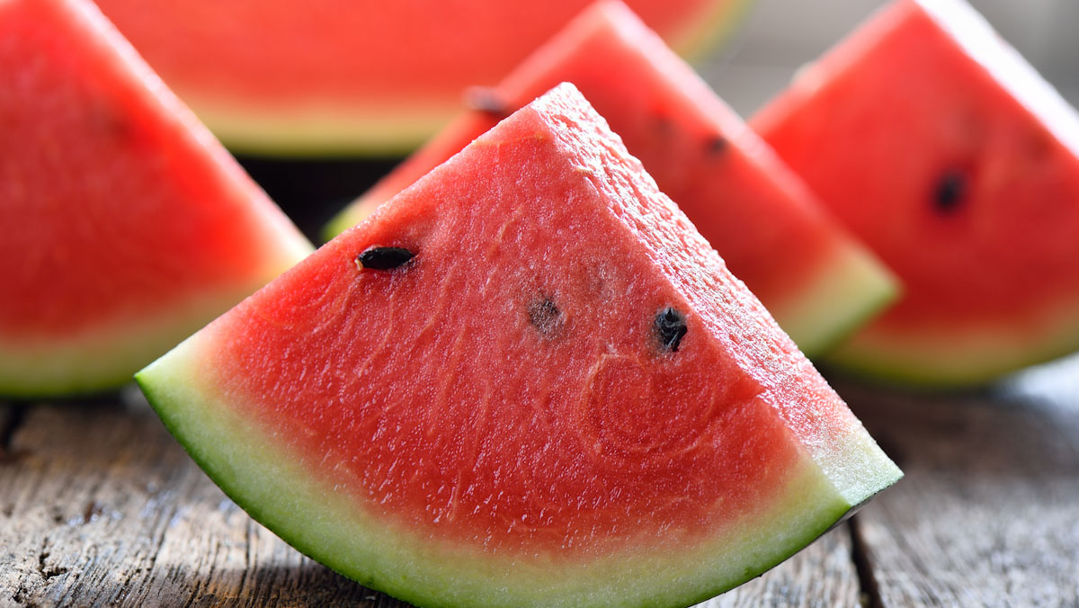 Slices of fresh watermelon.