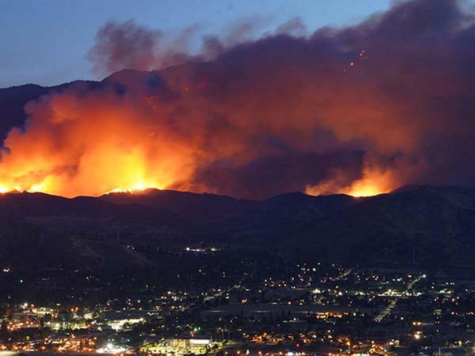 An island during a forest fire