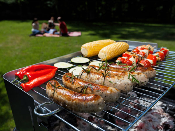 meat and vegetables on grill