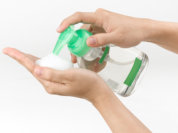 Soap pump with hand - Hand sanitizer or soap and water?