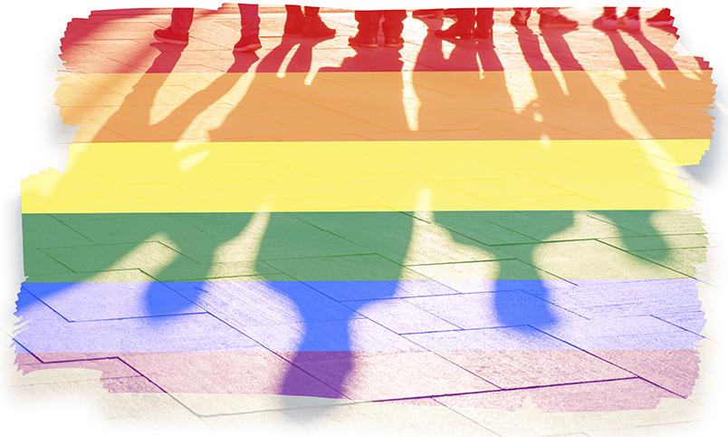 LGBTQIA abstract flag and people