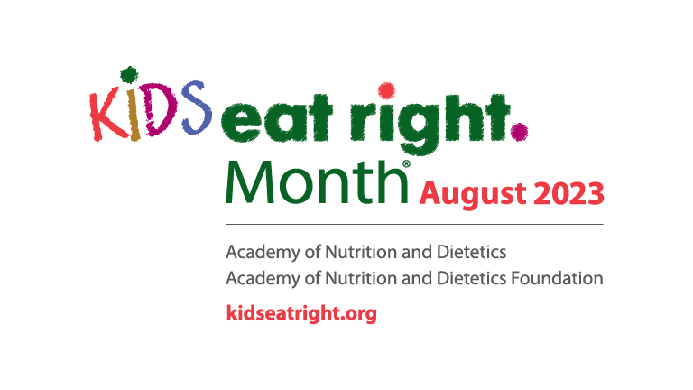 Kids Eat Right Month 2023 logo for August celebration, hosted by the Academy of Nutrition and Dietetics Foundation