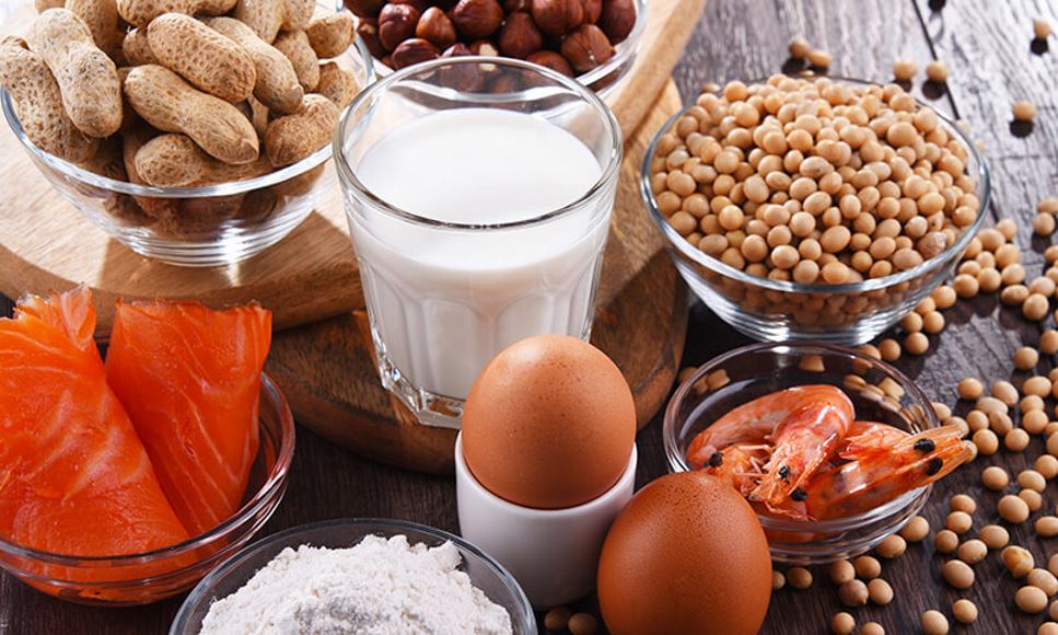 assortment of common food allergens