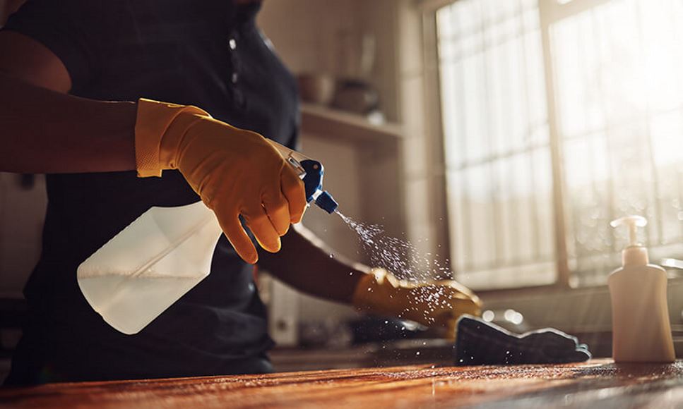 cleaning kitchen counter