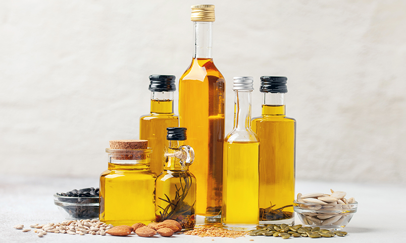 nut and seed oils in bottles