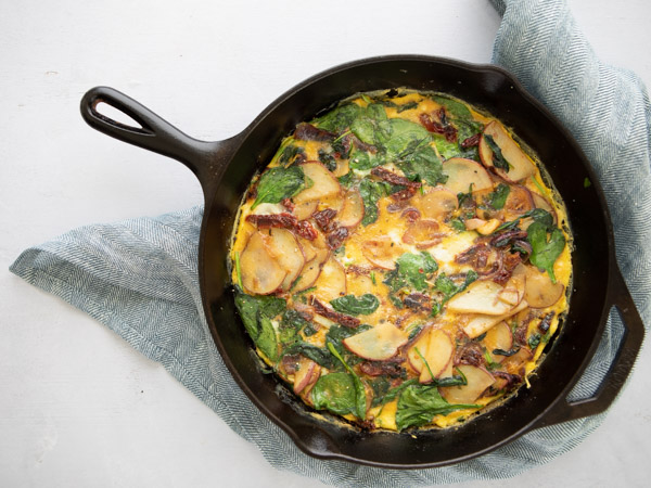 Spanish Potato-Onion Omelet with Spinach Recipe