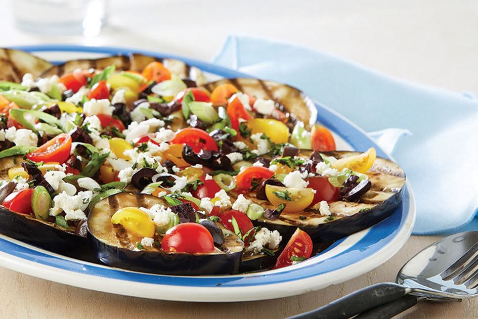 Grilled Eggplant with Tomatoes and Feta