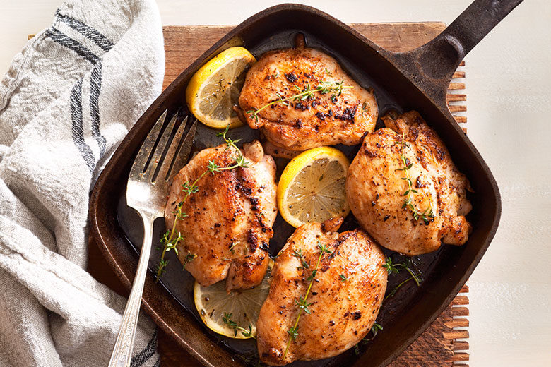 Skillet Chicken Thighs with Lemon Butter Sauce