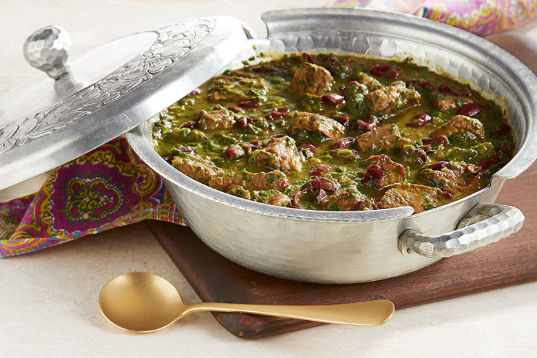 Spinach and Herb Beef Stew with Dried Limes